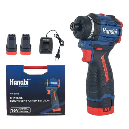 Parafusadeira Brushless 16v Hanabi Com 2 Baterias Preto 127/220v 50/60hz