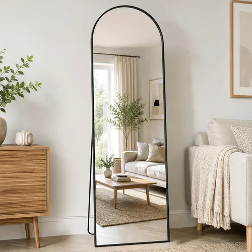 Espelho De Chão Corpo Inteiro Arco 150*40cm Moldura Metálica Preto