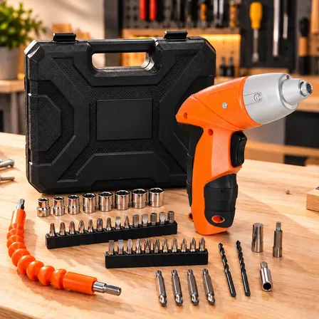 Parafusadeira Sem Fio 4,8v Kit 45 Peças Knakasaki Laranja 127/220v 50/60hz