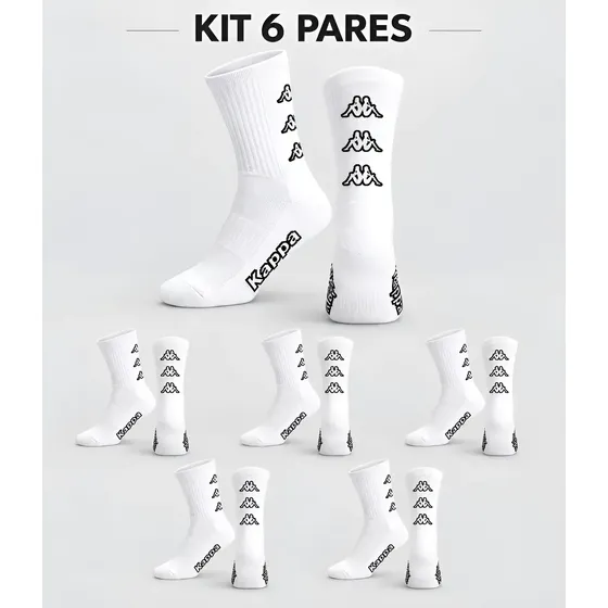 Kit 6 Pares Meias Kappa Algodão Cano Médio Conforto Original