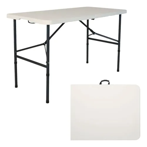 Mesa Dobravel Vira Maleta C/ Alca Camping Praia Jardim 120cm Branco