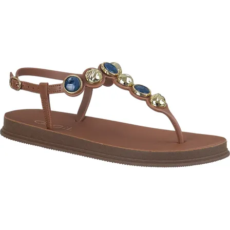 Sandália Rasteira Feminina Papete Boho Chic Solado Anatômico Caramelo E Azul 37 Br