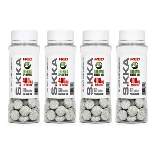 Kit 4 Termogênico Sekka 60 Tabs Red Series Cafeína Sem Sabor