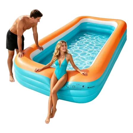 Piscina Inflável Retangular 4000 L Portátil 4 M 3 Camadas Azul-celeste