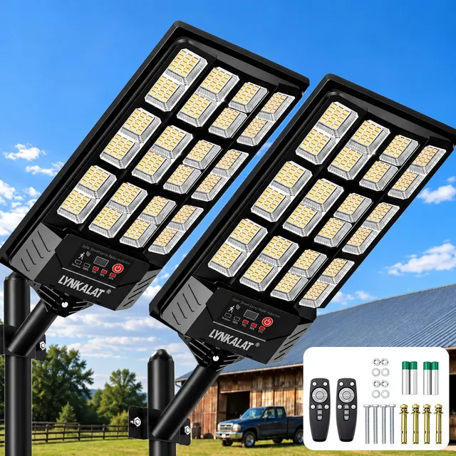 Kit 2 3200w Luminárias Solares Potente Com Sensor Lynkalat Escolha Preto
