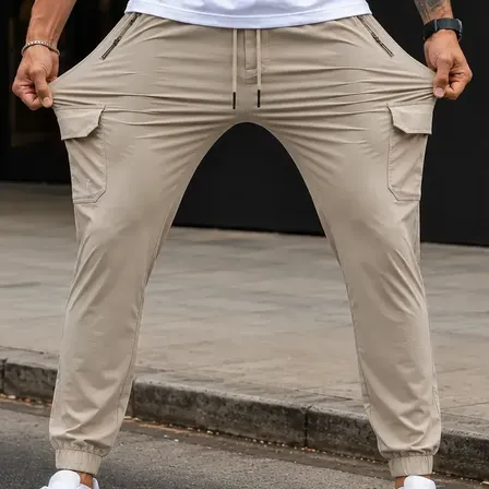Calça Cargo Para Homem Slim Com Elastano Esportiva Cáqui Gg 46/48