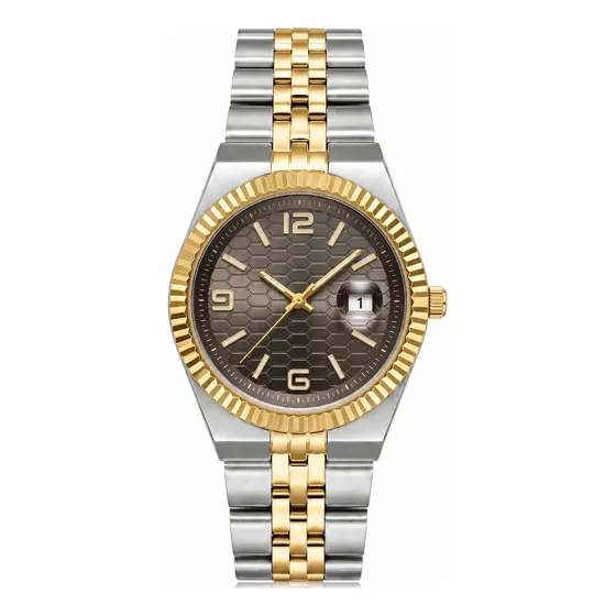 Relógio De Pulso Masculino Fortuna Old Money Minimalista Prata Dourado Cx Cinza