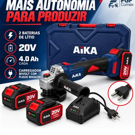 Kit Completo Esmerilhadeira Aika A Bateria 20v Azul-escuro 20v
