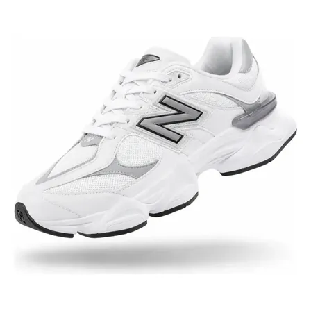 Tênis New Running Masculino Feminino Corre Academia Balance Branco E Prata Liso 39.0 Br