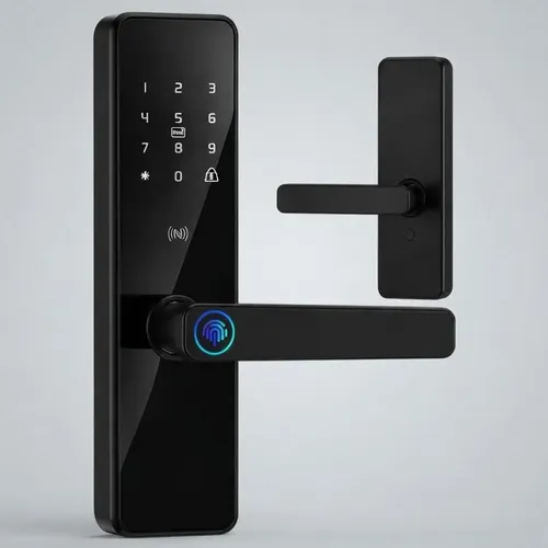 Fechadura Digital Inteligente Biometria Senha Cartão E Chave Preto