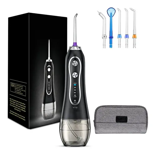 Irrigador Oral Limpador Bucal Dental Jet Clean 5 Bicos Usb Preto 127/220v