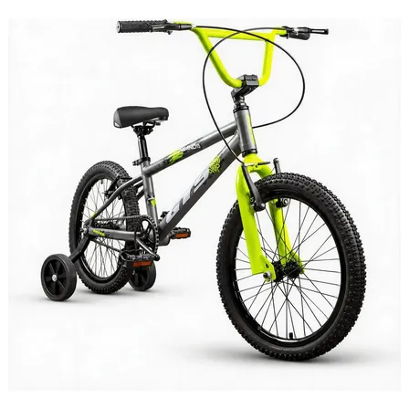 Bicicleta Aro 20 Gts Infantil Alumínio + Par De Rodinhas Cinza Com Amarelo 20