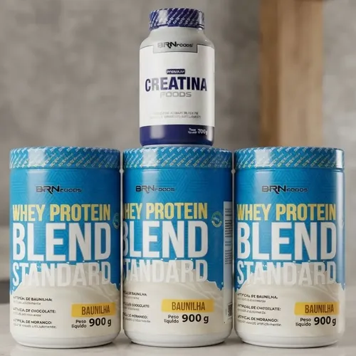 Kit 3 Whey Brn Foods 900g Bauniilha + Creatina 300g