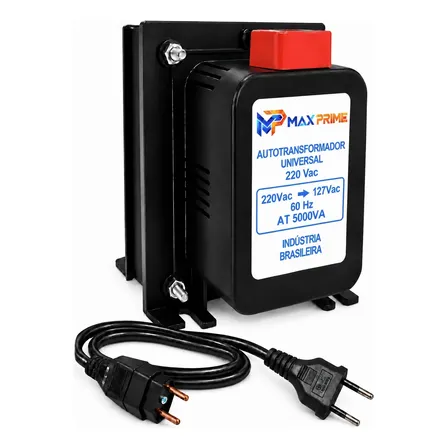 Auto Transformador 5000va 110v 220v Ar Até 12000btus Bivolt Preto