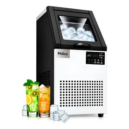 Máquina De Gelo Cubo Philco 50kg Turbo 220v Com Tela Lcd 220v Branco 220v