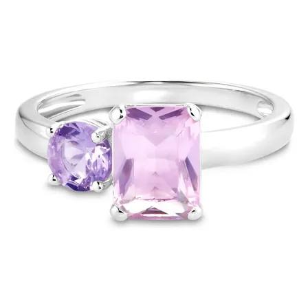 Anel Life Colors Ii Em Prata 925 Com Cristais Rosa E Roxo
