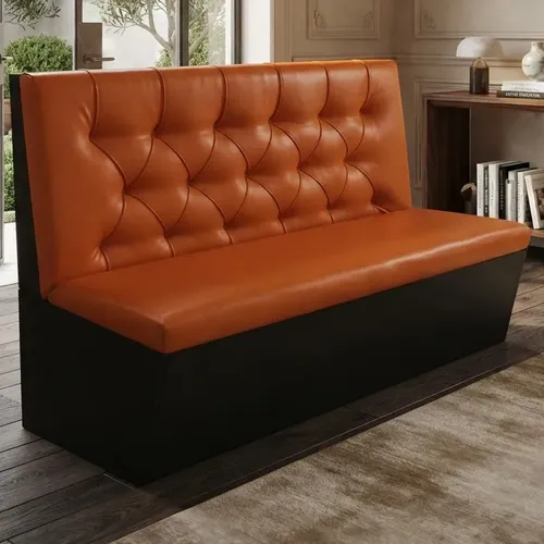 Poltrona Sofá Booth Prime 2 Lugares Laranja E Preto Laranja