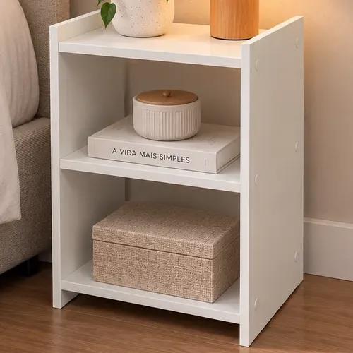 Mesa Cabeceira Quarto Nicho Compacta Acabamento Gf Ecom Brilhante Branco