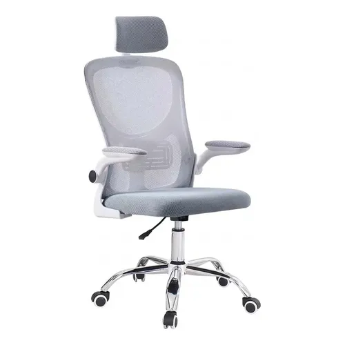 Cadeira Ergonômica Giratória Com Apoio Lombar E Cabeça Winda Branco E Cinza