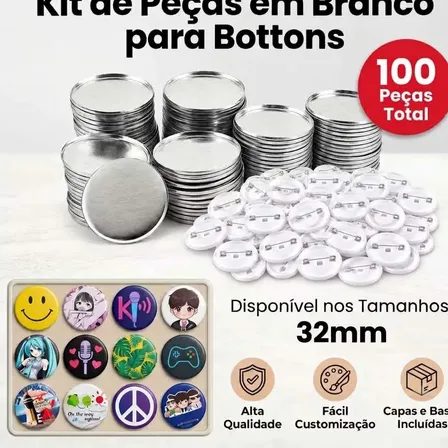 Kit 100 Maquina De Fazer Bottons Redondos Para Prensa