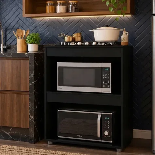 Balcão Para Cooktop 4 Ou 5 Bocas Com Tampo Espaço Para Forno