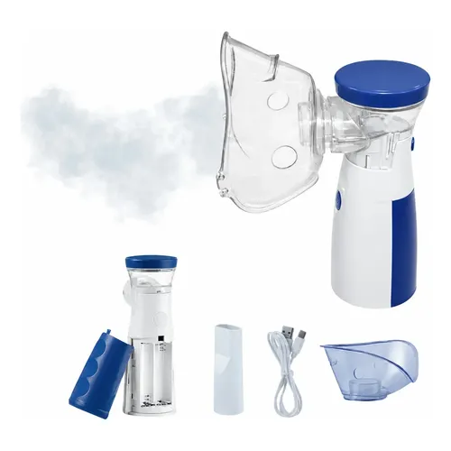 Nebulizador Terapêutico Portátil Silencioso Adulto Infantil Azul E Branco 127/220v