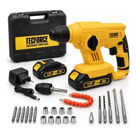 Martelete Sem Fio Tecforce 48v 2 Baterias Com Maleta Amarelo 127/220v 50hz/60hz