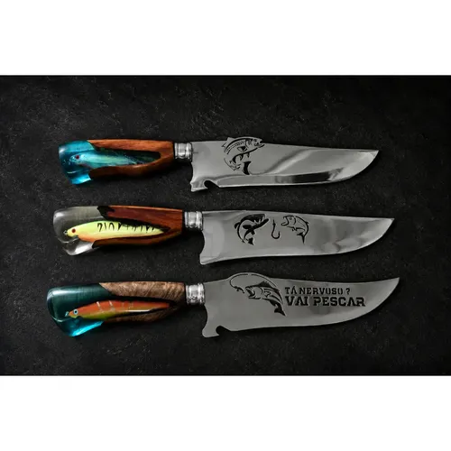 Faca Picanheira Pesca Variada Aço Inox 8 Polegadas Churrasco Híbrido