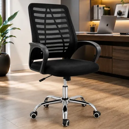 Cadeira Escritório Ergonômica Mesh Altura Ajustável 120kg Preto Espuma