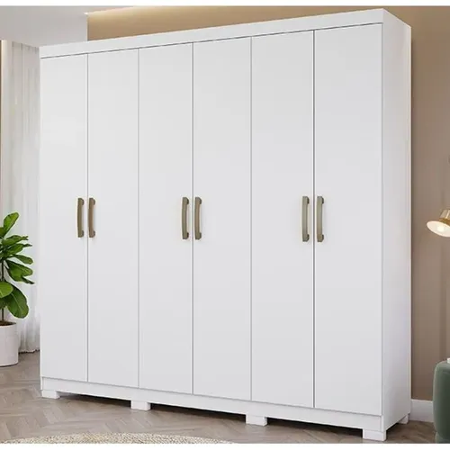 Guarda Roupa Casal 6 Portas 3 Gavs Clara Branco Panan