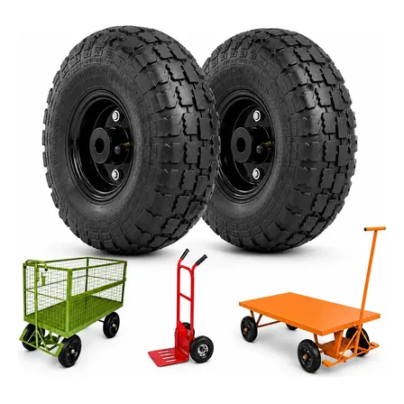 2 Rodas Completas 4.10/3.50-4 Pneu Borrachudo Carrinho Carga A1