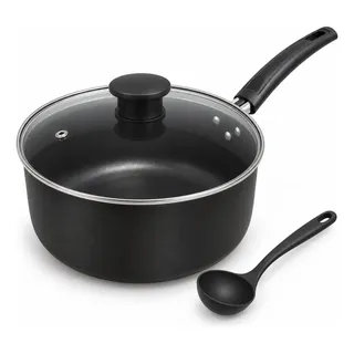 Panela 22 Cm Antiaderente 3,8 L Tampa De Vidro Com Concha