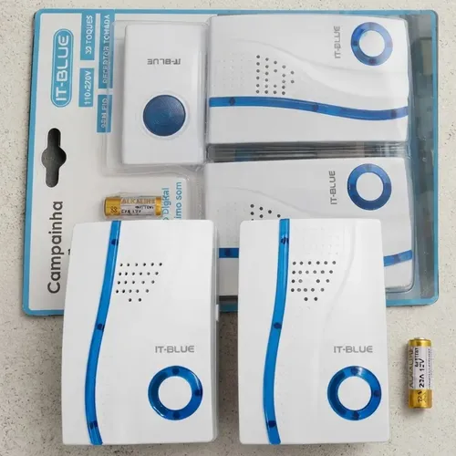 Campainha Sem Fio Dupla 2 Receptores Tomada Bivolt 100m