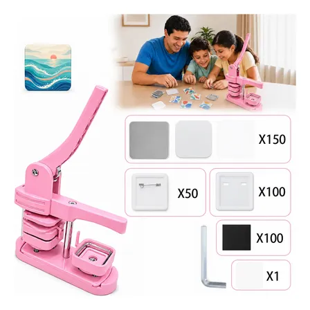 Máquina De Bottons Quadrados 50x50mm Kit Com 150 Pcs