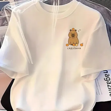 Camiseta Infantil 100% Algodão Emblema Capy-bara Meninos