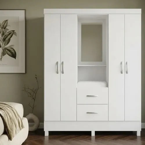 Guarda Roupa 4 Portas Lord Branco Flex Branco Flex