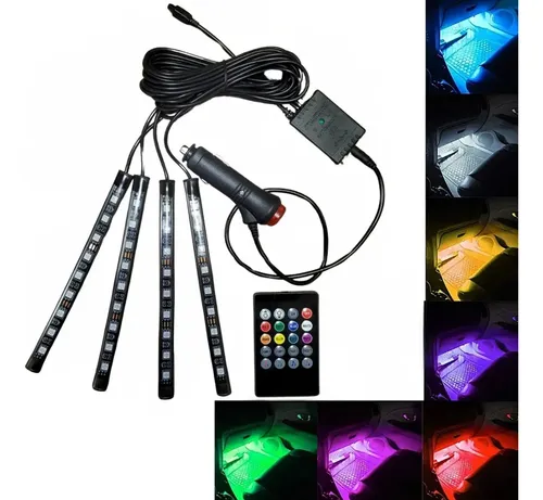 Kit Iluminacao Led Automotivo Neon Rgb Tuning Controle 12v