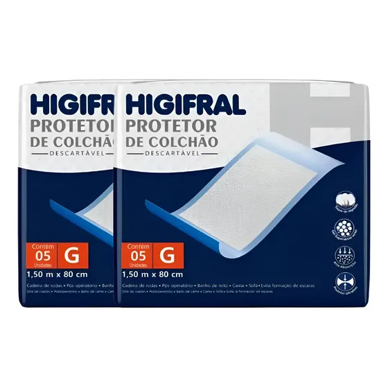Kit C/ 2 Protetor De Colchão Lençol Geriatrico Higifral G