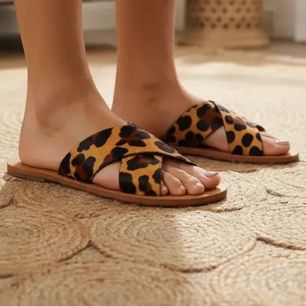 Rasteirinha Feminina Tiras Cruzadas Animal Print Anacapri Animal Print Liso 35