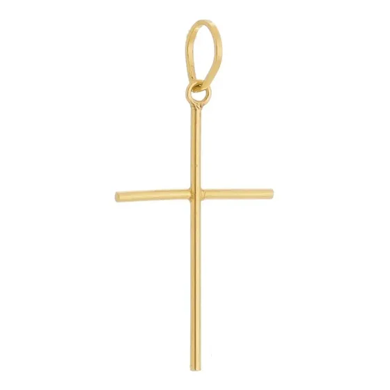Pingente Crucifixo Palito Em Ouro Puro 18k 750