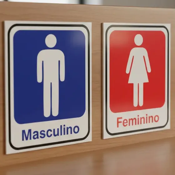 Placa Banheiro Masculino E Feminino Wc Sanitário 20x15 Ps