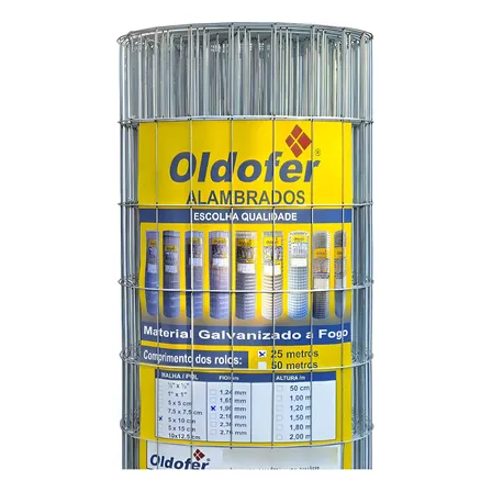 Tela Soldada Cerca Malha 5x10 Fio 1,90mm 25 M X 1,50 Alt. Cinza