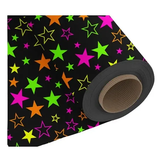 Tnt Estampado Estrela Neon 5,00m X 1,40m Brilha Na Luz Negra