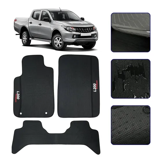 Jogo Tapete Borracha Pvc L200 Triton 2008 A 2022 Logo 5 Peça