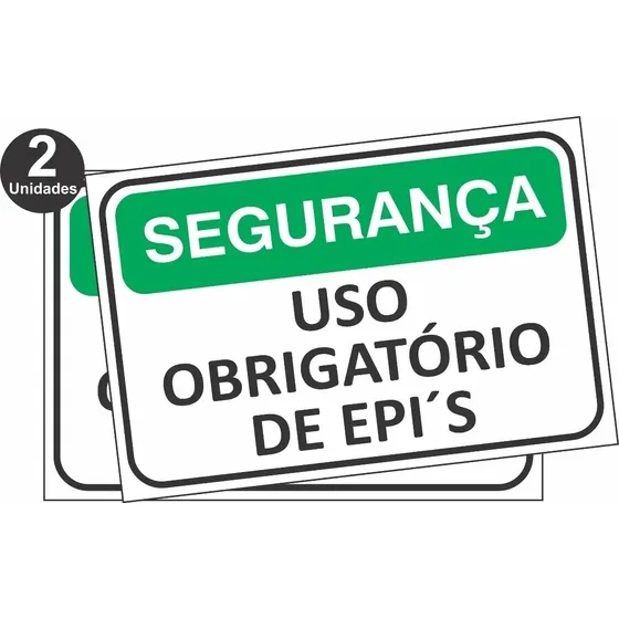 2 Placas Epi Uso Obrigatório Segurança Sinalização 30x20