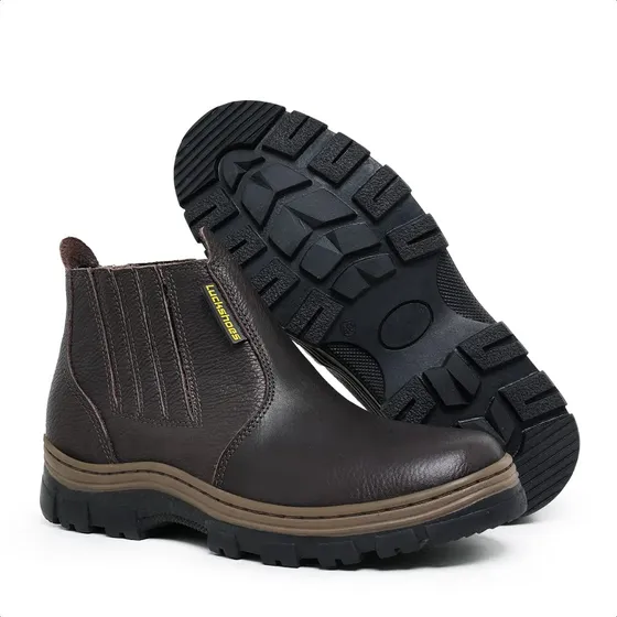 Bota Botina Em Couro Trabalho Ou Passeio Conforto Resistente Marrom 41 Br