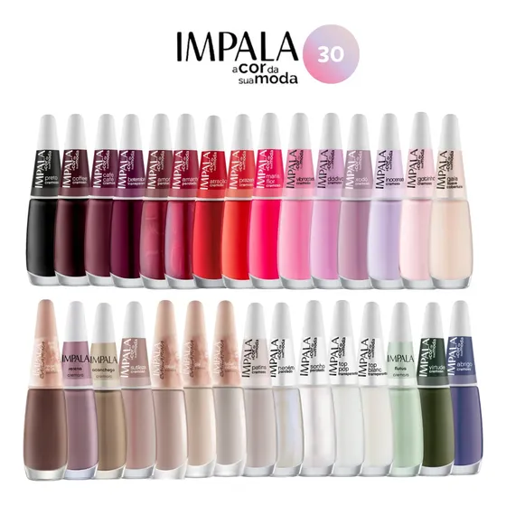 Kit 30 Esmaltes Impala Unha Mãos Pés Manicure Atacado