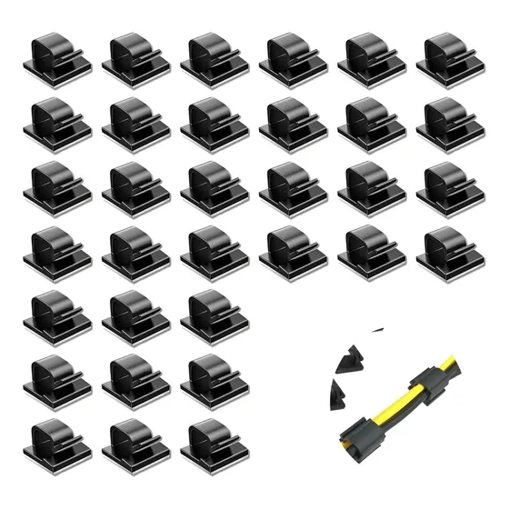 Kit 60 Clipes De Cabo Organizador De Cabos Adesivos Casa