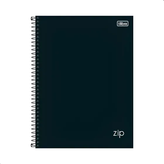 Caderno Universitário Preto 10 Matérias Espiral Tilibra Zip