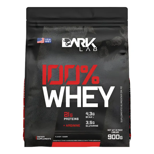 Whey Protein Concentrado 100% 900g Refil Dark Lab Baunilha Baunilha